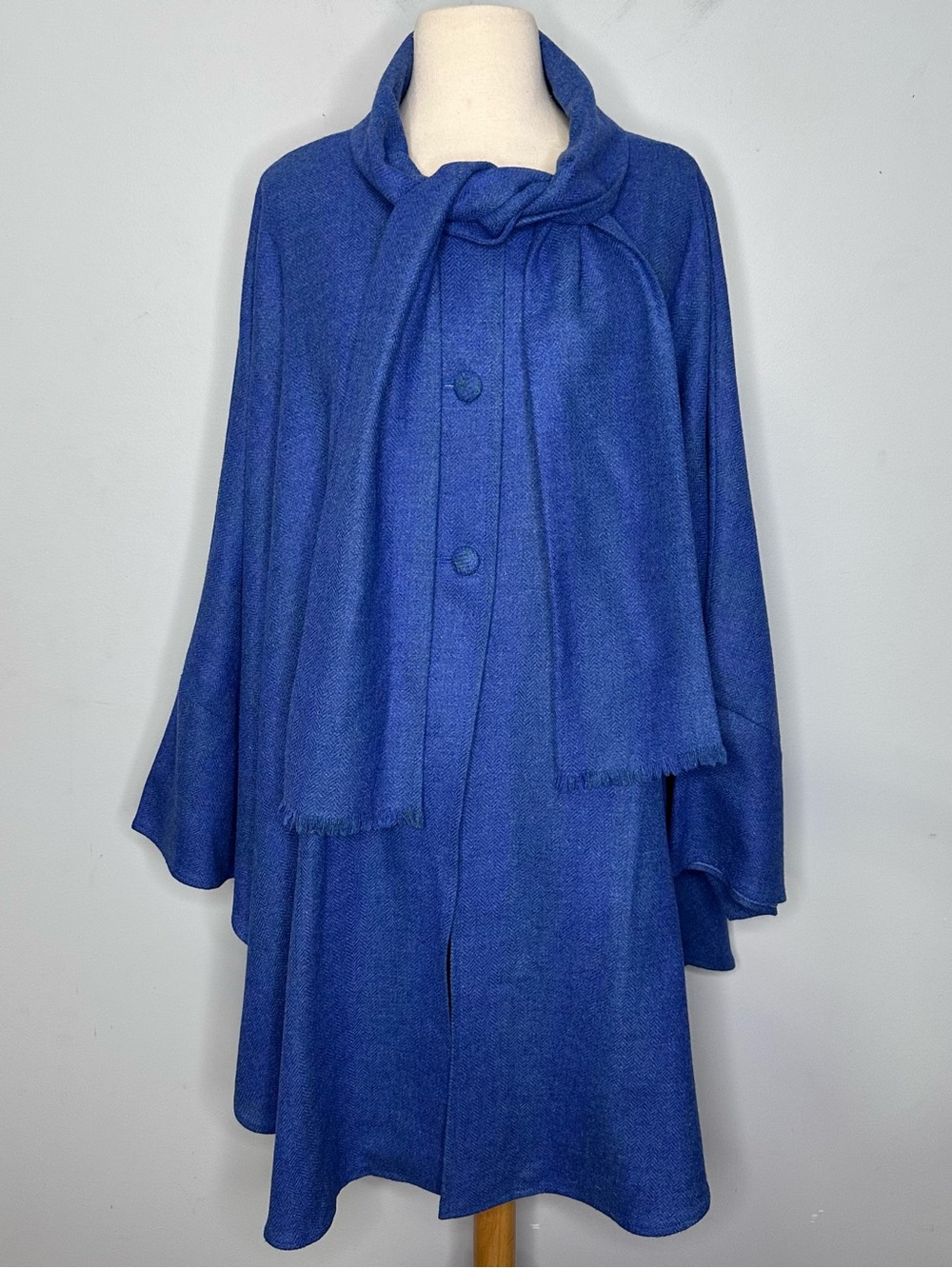 Triona Designs Herringbone Donnegal Tweed 100% Shetland Wool Poncho Cape